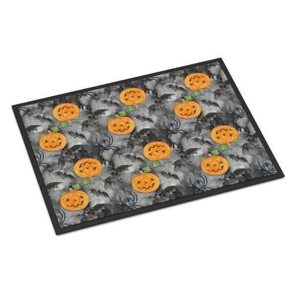 Carolines Treasures Watecolor Halloween Jack-O-Lantern Bats Indoor or Outdoor Mat, 24 x 36 in. BB7525JMAT - main